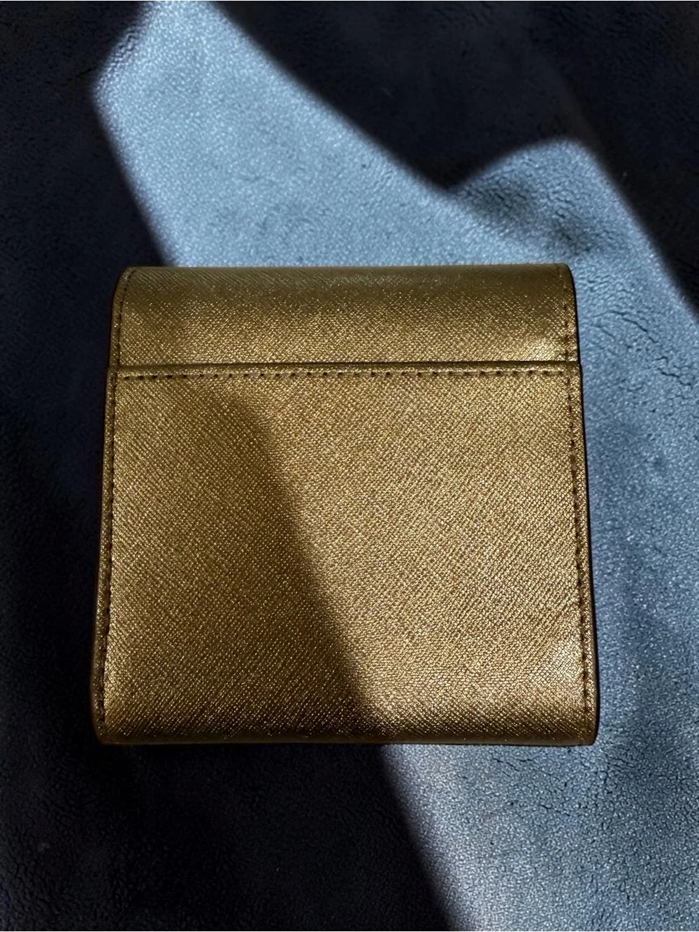 New Michael Kors Jet Set Travel Gold Small Trifold Card Case Wallet